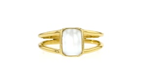 6x8mm Cultured Baroque Pearl Open-Space Ring in 18kt Gold Over Sterling
