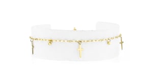 Italian 10kt Yellow Gold Cross and Bead Station Bracelet
