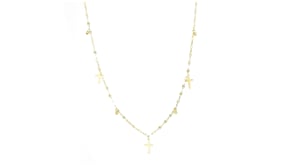 Italian 10kt Yellow Gold Cross and Bead Station Necklace