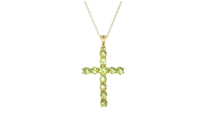 3.40 ct. t.w. Peridot Cross Pendant Necklace in 18kt Gold Over Sterling