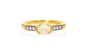 Opal Ring with .10 ct. t.w. White Zircons in 18kt Gold Over Sterling