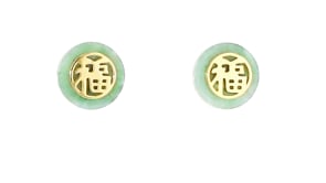 Jade Good Fortune Earrings in 18kt Gold Over Sterling