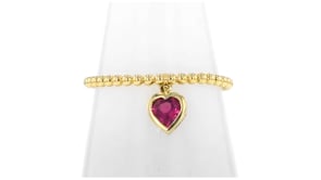 .20 Carat Rhodolite Garnet Heart Charm Ring in 10kt Yellow Gold