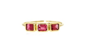.40 ct. t.w. Pink Tourmaline Three-Stone Ring in 10kt Yellow Gold