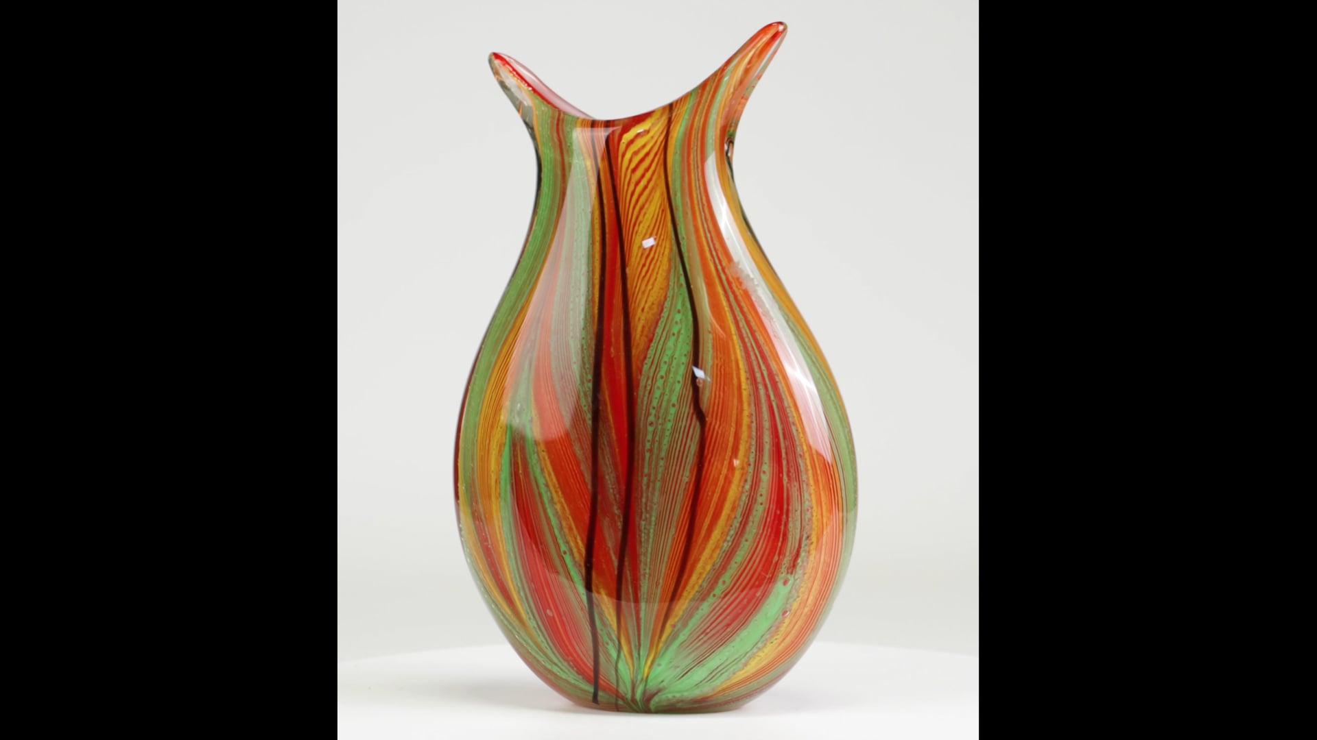 20th Century Vase - Murano Glass - Multicolor Striped Design For