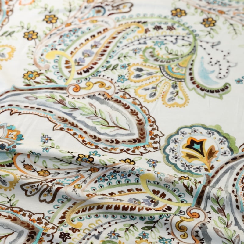 Vidéo: Jersey viscose & élasthanne - Motif cachemire pastel