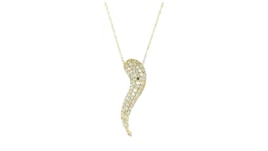 .33 ct. t.w. Lab-Grown Diamond Italian Horn Pendant Necklace in 10kt Yellow Gold