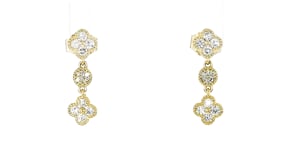 .33 ct. t.w. Lab-Grown Diamond Clover Drop Earrings in 10kt Yellow Gold