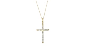 .20 ct. t.w. Lab-Grown Diamond Pointed Cross Pendant Necklace in 10kt Yellow Gold