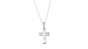 .20 ct. t.w. Lab-Grown Diamond Petite Cross Pendant Necklace in 10kt White Gold