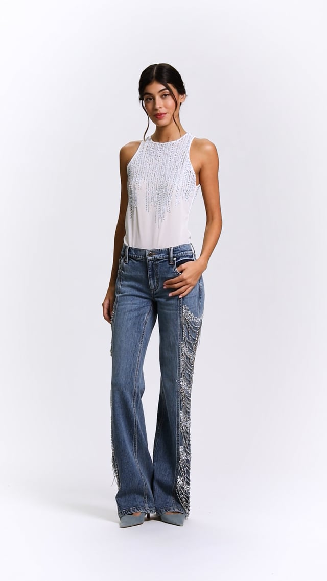 ROXIE EMBELLISHED JEAN in BROOKLYN BLUE | ALICE + OLIVIA