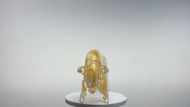 Búfalo Transparente com Ouro Murano