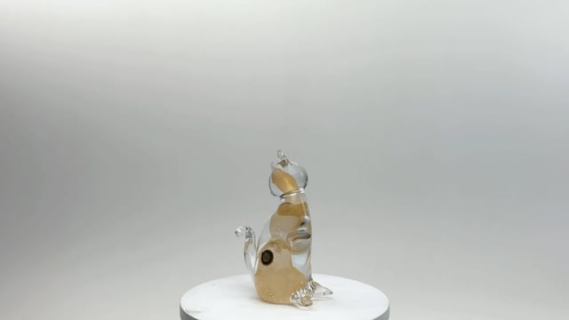 Gato Transparente com Ouro Murano