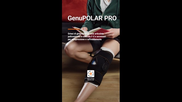 GenuPOLAR PRO - Ortesi di ginocchio con aste articolate policentriche a controllo F-E e accessori per compressione e raffreddamento