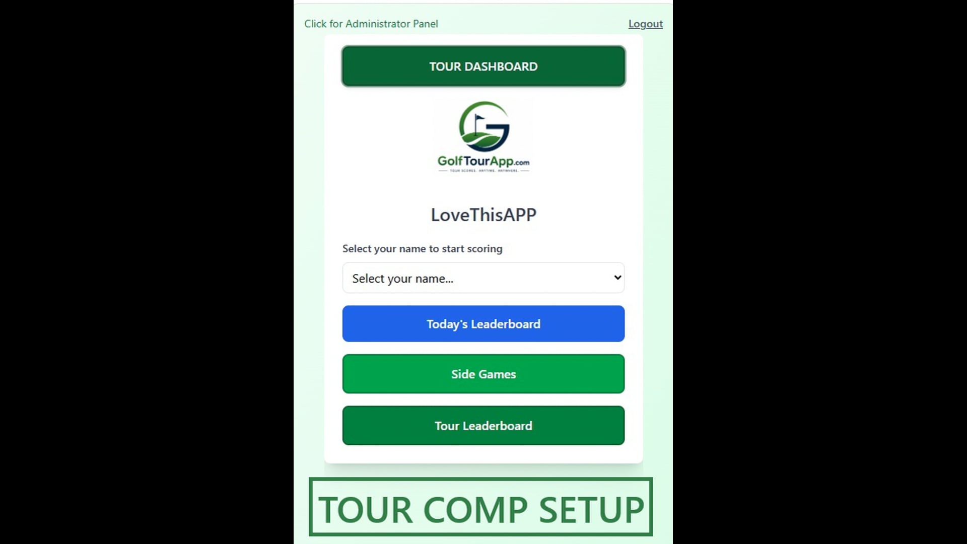 ADMINS: Tour Comp Setup