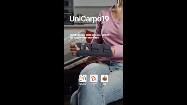 UniCarpo 19 - Immobilizzatore corto per polso, apribile; con stecche rigide modellabili 