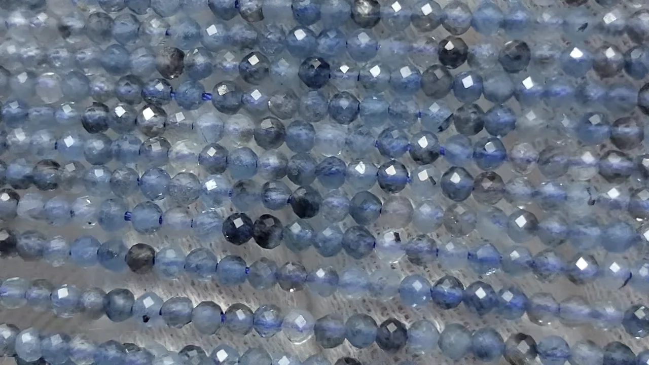 ディープブルーアクアマリン ラウンドカット2mm 1連｜天然石ビーズ 