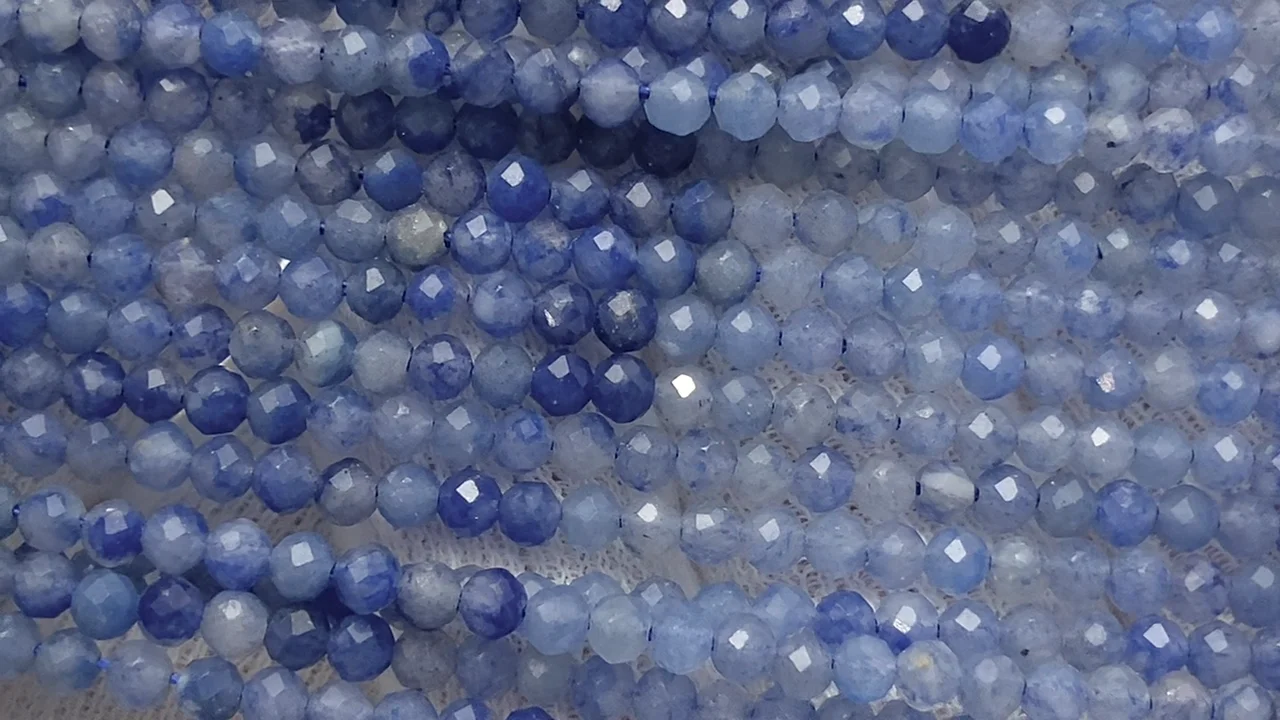 ブラジル産ブルークォーツ ラウンドカット3mm 1連｜天然石ビーズの卸