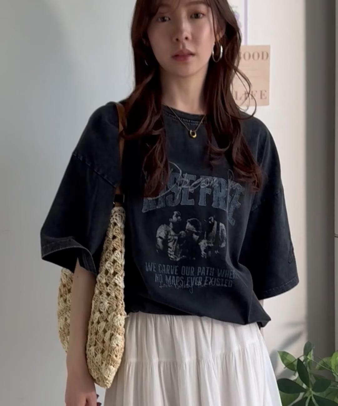 JaVaジャバコラボ》前後2wayアシッドウォッシュビッグロックTシャツ