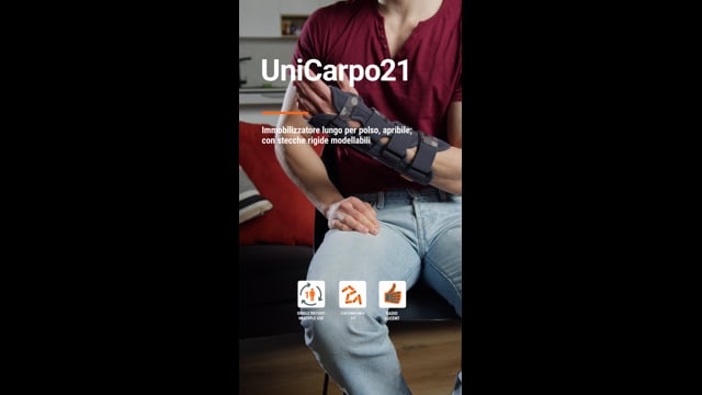 UniCarpo 21 - Immobilizzatore lungo per polso, apribile; con stecche rigide modellabili 