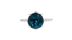 4.00 Carat London Blue Topaz Ring with .68 ct. t.w. Diamonds in 18kt White Gold