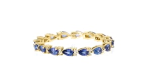 .90 ct. t.w. Sapphire Eternity Band with Diamonds in 14kt Yellow Gold