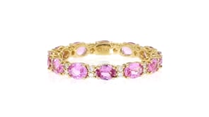 2.00 ct. t.w. Pink Sapphire Eternity Band with .12 ct. t.w. Diamonds in 14kt Yellow Gold