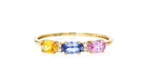 .60 ct. t.w. Multicolored Sapphire Ring with Diamonds in 14kt Yellow Gold