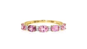 1.00 ct. t.w. Pink Sapphire Ring with Diamonds in 14kt Yellow Gold
