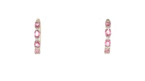 1.50 ct. t.w. Pink Sapphire Huggie Hoop Earrings with .11 ct. t.w. Diamonds in 14kt Yellow Gold