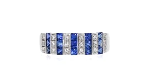 1.00 ct. t.w. Sapphire Ring with .10 ct. t.w. Diamonds in 14kt White Gold