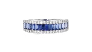 1.00 ct. t.w. Sapphire Ring with .29 ct. t.w. Diamonds in 14kt White Gold