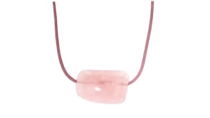 50.00 Carat Rose Quartz Bead Necklace with Adjustable Pink Leather Cord