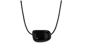 Onyx Bead Necklace with Adjustable Black Leather Cord
