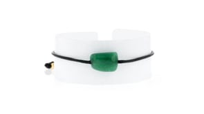 Aventurine Bead Bracelet with Adjustable Black Leather Cord