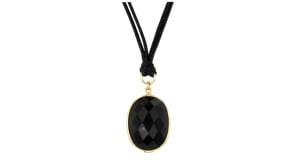 Onyx Necklace with Adjustable Black Vegan Leather Cord