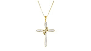 .20 ct. t.w. Diamond Cross Pendant Necklace in 18kt Gold Over Sterling