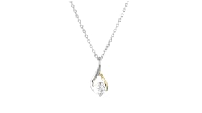 .25 Carat Lab-Grown Diamond Teardrop Necklace in Sterling Silver and 10kt Yellow Gold