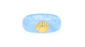 Blue Jade Seashell Ring with 18kt Gold Over Sterling