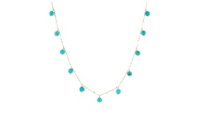 3-3.5mm Turquoise Bead Station Necklace in 10kt Yellow Gold