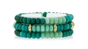 Natural and Simulated Green Gemstone Jewelry Set: Three Bead Stretch Bracelets