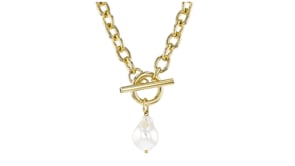 Italian 14kt Yellow Gold-Plated Necklace with Simulated Baroque Pearl