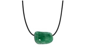Aventurine Bead Necklace with Adjustable Black Leather Cord