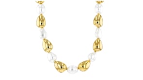 14kt Yellow Gold-Plated Necklace with Simulated Baroque Pearls