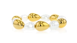 14kt Yellow Gold-Plated Bracelet with Simulated Baroque Pearls