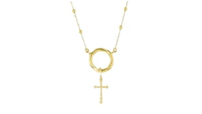 Italian 10kt Yellow Gold Beaded Cross Charm