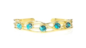 14kt Yellow Gold-Plated Cuff Bracelet with Turquoise