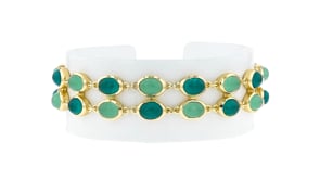 14kt Yellow Gold-Plated Bracelet with Green Quartz and Blue Chalcedony
