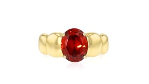 14kt Yellow Gold-Plated Ring with Simulated Garnet