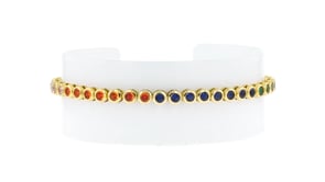 14kt Yellow Gold-Plated Bracelet with Bezel-Set Simulated Multicolored Gemstones